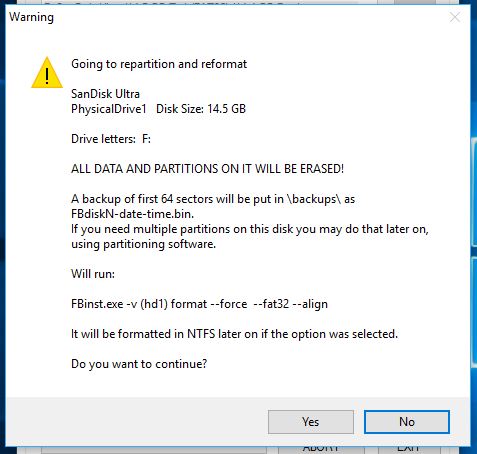 partitions will be erased
