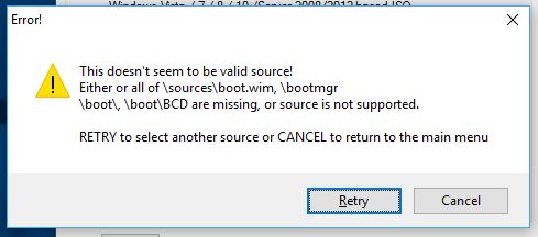 Win setup error message