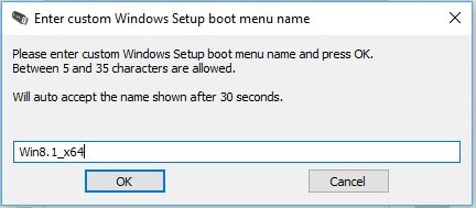 Enter custom windows setup boot menu name